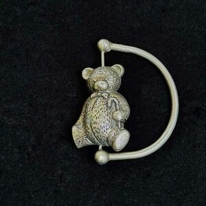 Vintage Cazenovia Silver Plated TEDDY BEAR Baby Rattle Teething Ring